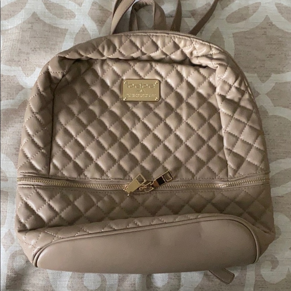 BEBE tan leather backpack